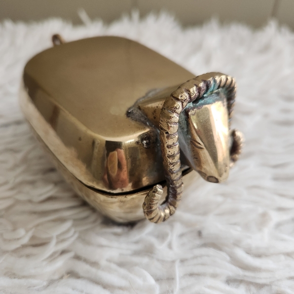 Vintage Brass Ram Goat Trinket Box - Made in India, Zodiac Aries - Picture 9 of 10